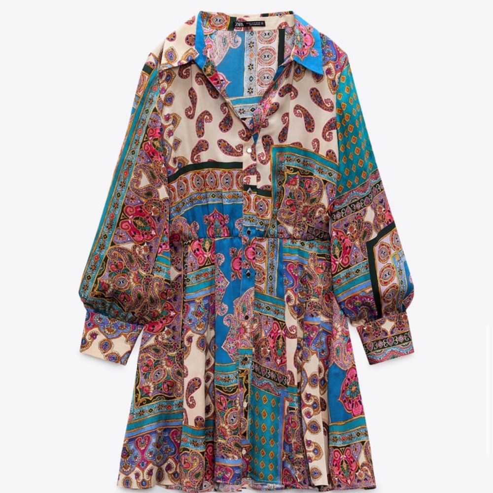 Zara satin Patchwork Dress L